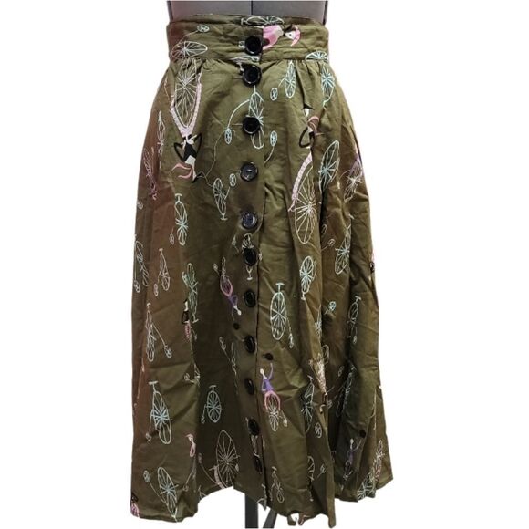 Trashy Diva Mime Time Bicycle Bernadette Novelty A Line Flare Skirt - Picture 4 of 8
